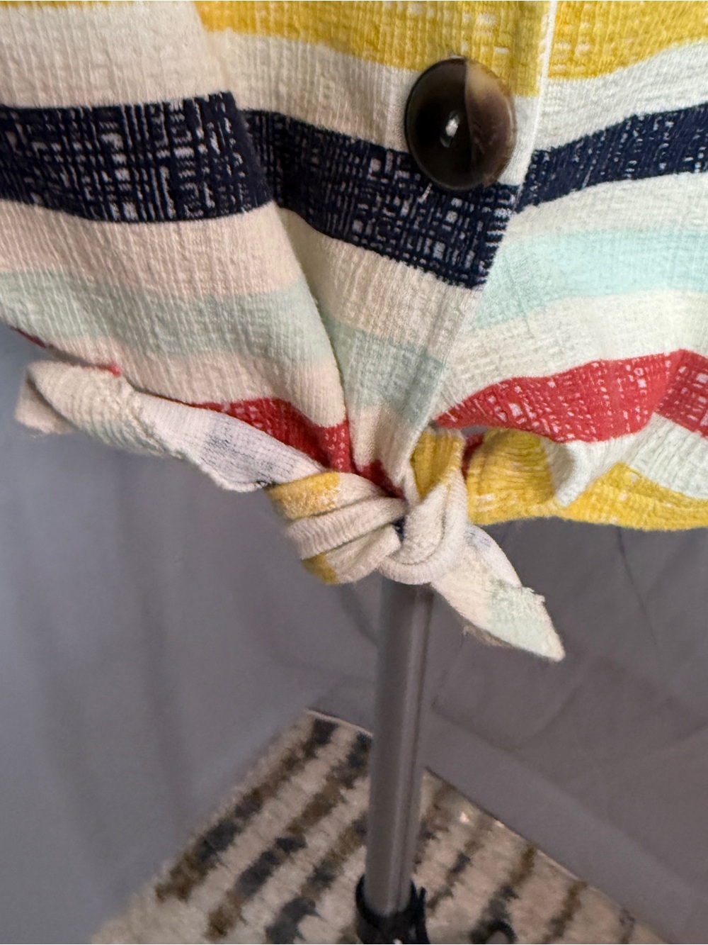 Old Navy Striped Button-Front Tie-Hem Camisole in Yellow, Red, Navy & Light Blue - Picture 3 of 5